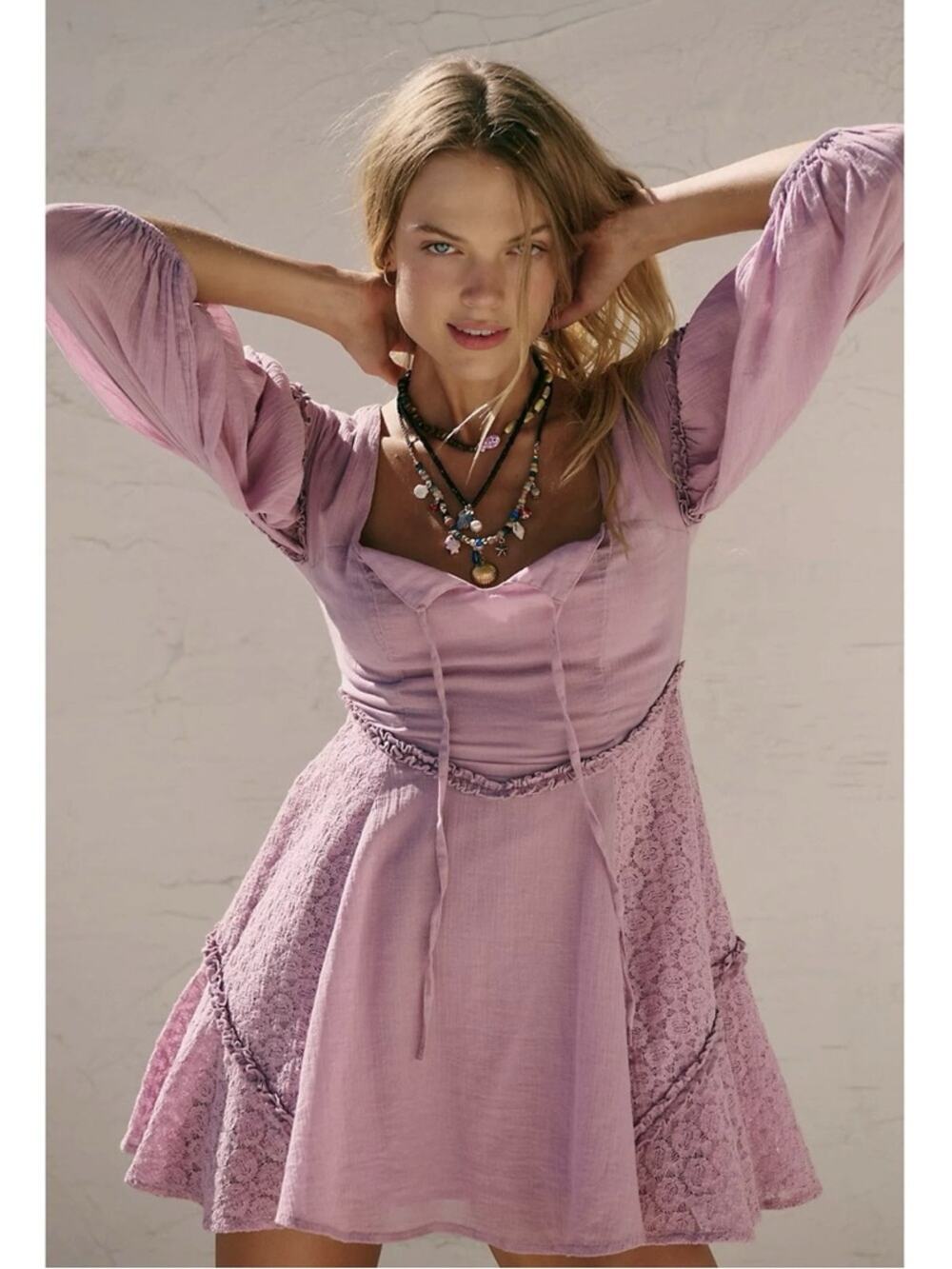 Free People Bohemian Ethereal Dainty Lace Cottage Juniper Mini Dress Small NWT